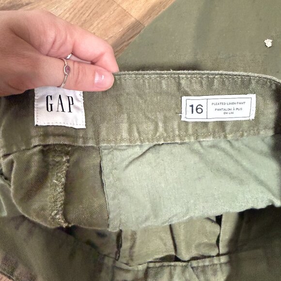 GAP Pleated Linen Pant  Wide Leg Relaxed Casual Earthy  16 - Picture 6 of 8